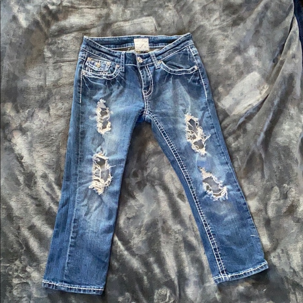 LA idol New Fashion distresses  Capri jeans